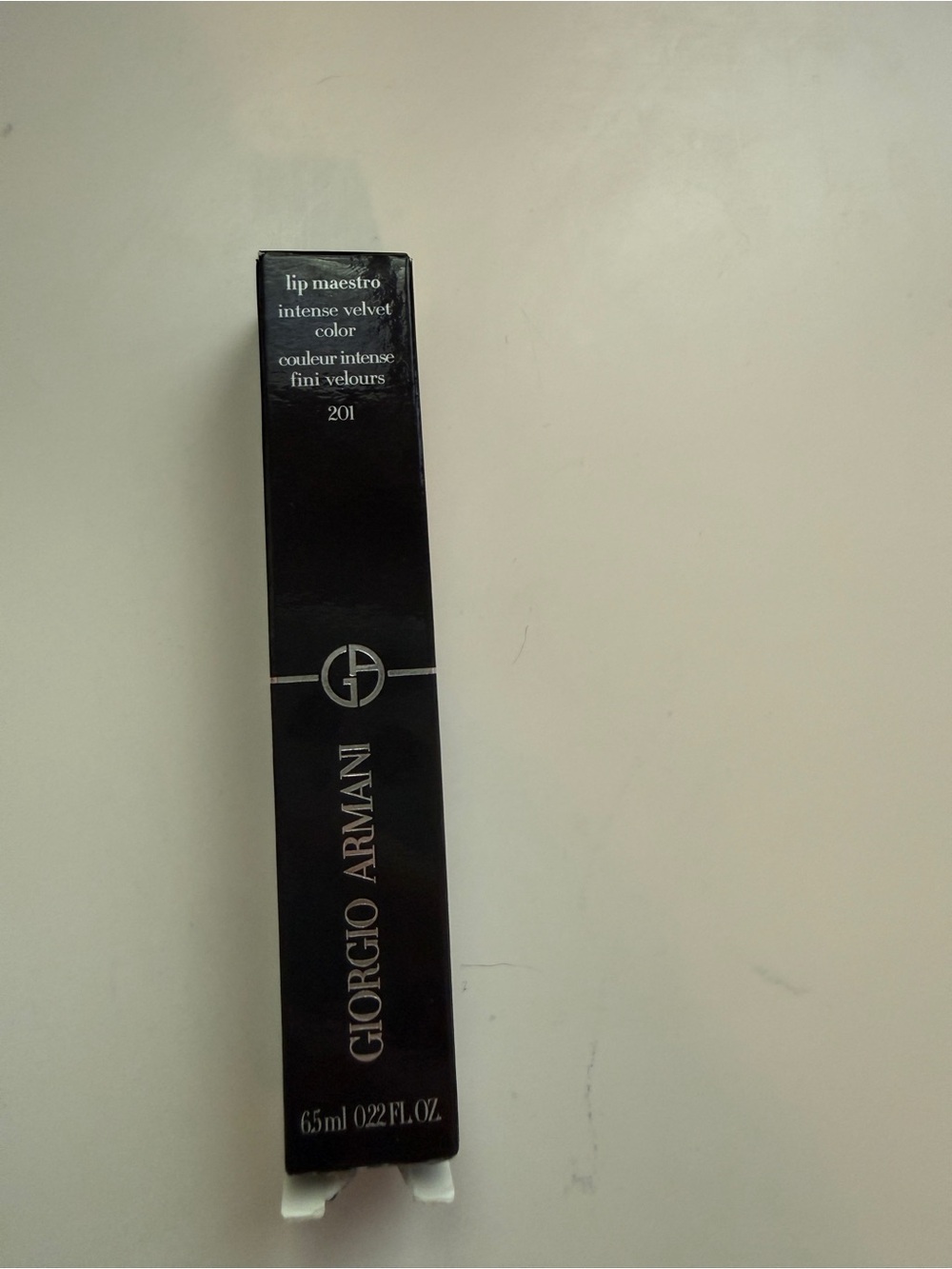 New Giorgio Armani Lip Maestro Intense Velvet Color 201 - Black Packaging
